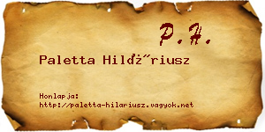 Paletta Hiláriusz névjegykártya